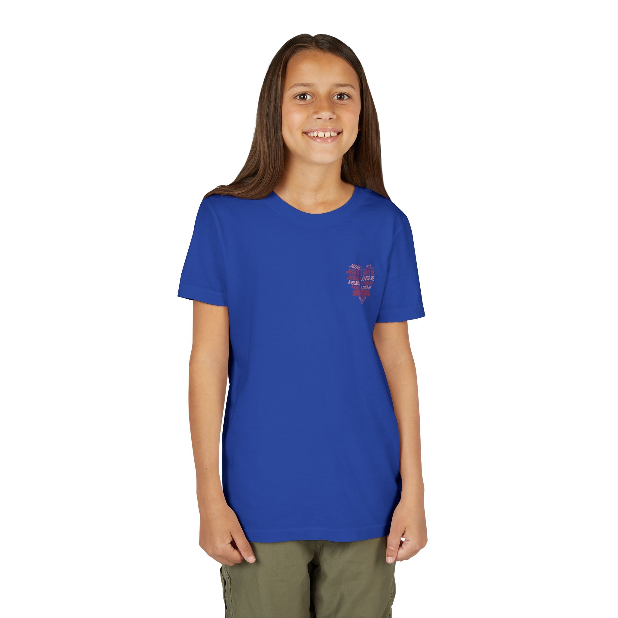Jesus Loves Me Youth T-Shirt – Heart Word Cloud Christian Kids Tee | Faith Inspired Youth Shirt