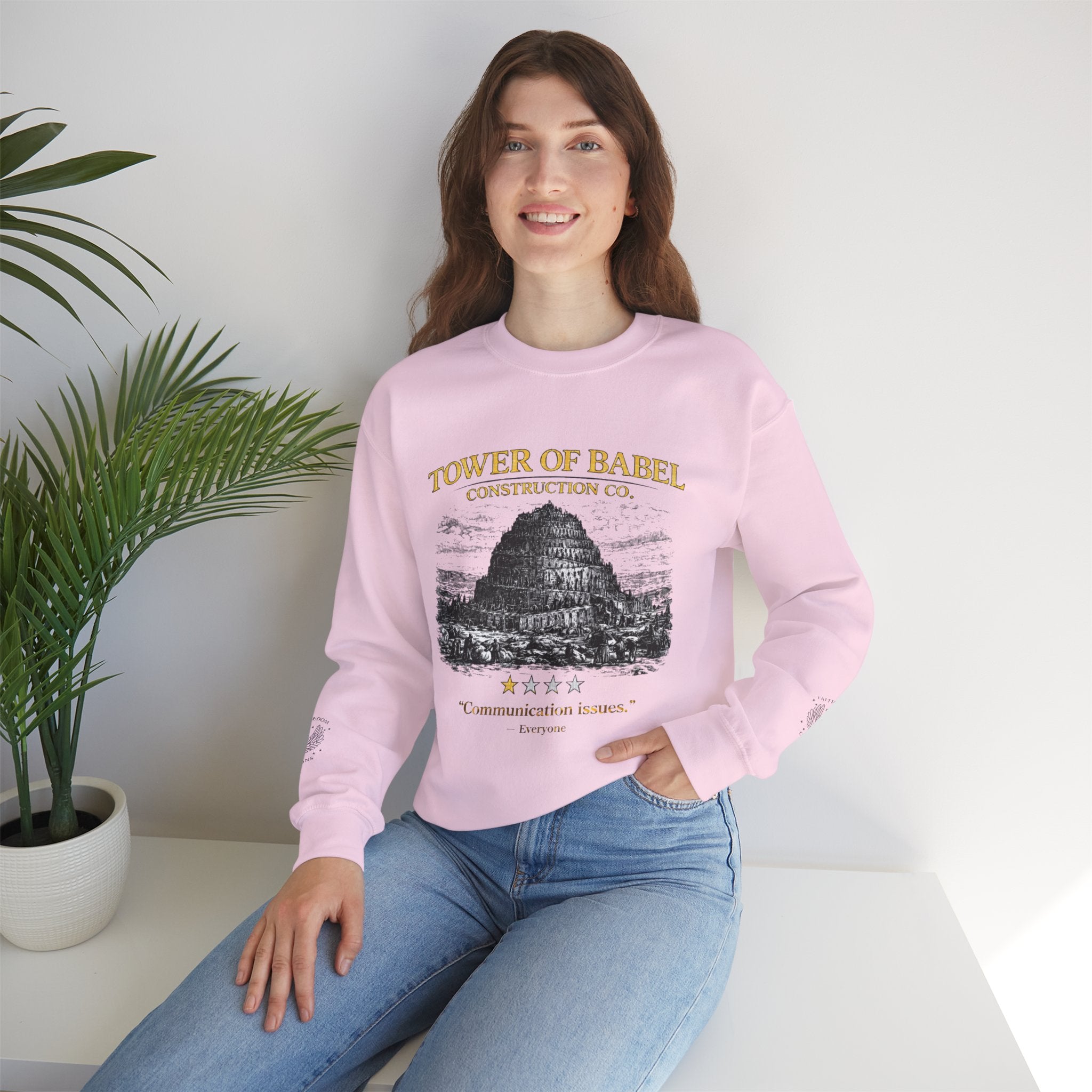 Tower of Babel Crewneck - Vintage Funny Review Graphic Sweatshirt