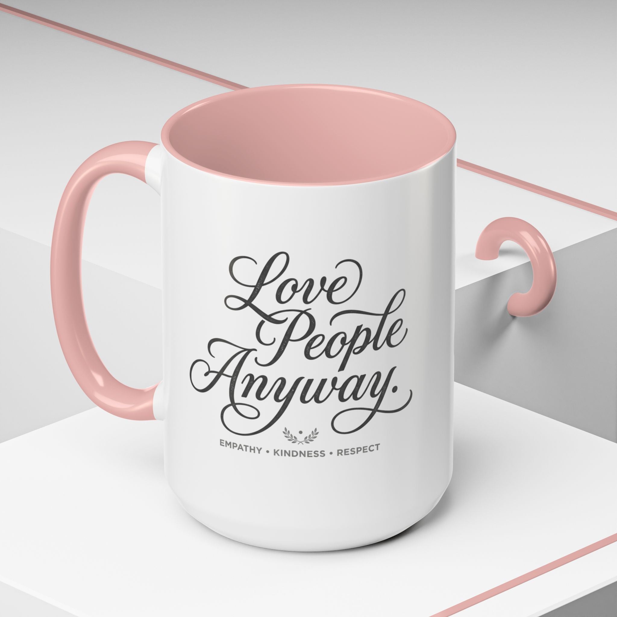 Love People Anyway Accent Coffee Mug | Inspirational Ceramic Mug | Faith Freedom Creations