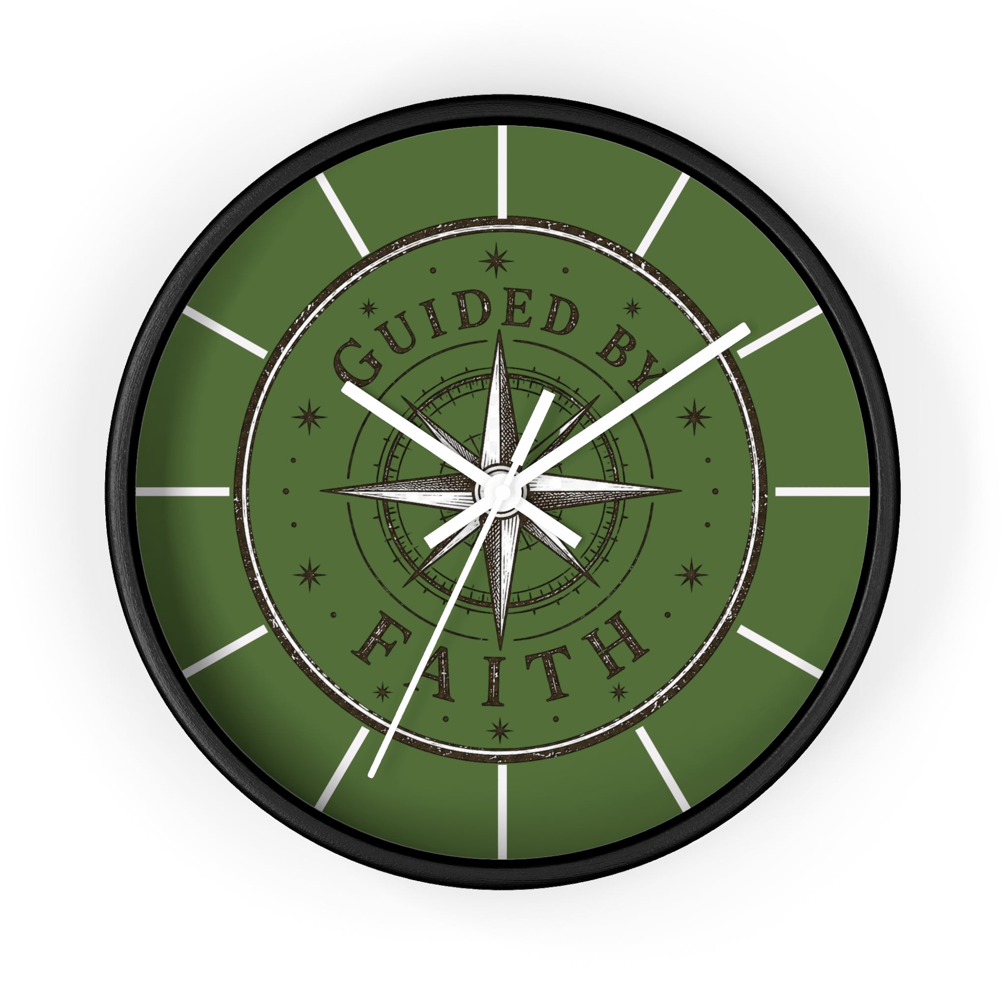 Guided by Faith Compass Wall Clock | Rustic Christian Clock | Inspirational Faith Home Decor