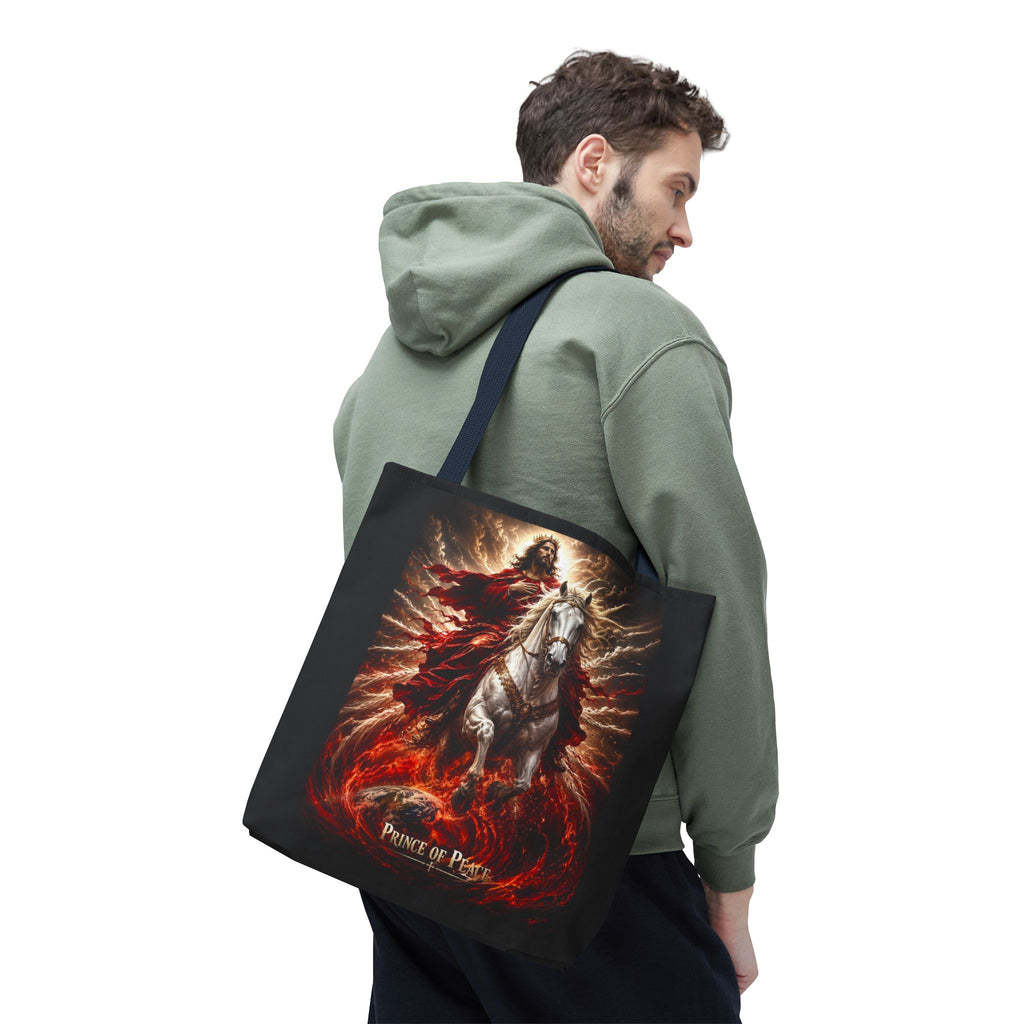 Prince of Peace Tote Bag | Jesus Riding White Horse Christian Tote | Inspirational Faith Carryall
