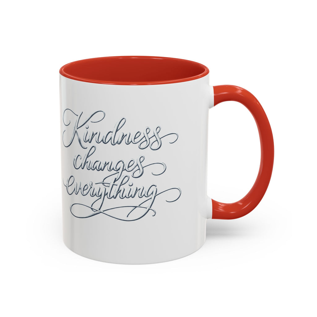 Silver-Kindness Changes Everything Accent Coffee Mug | Inspirational Ceramic Mug | Faith Freedom Creations