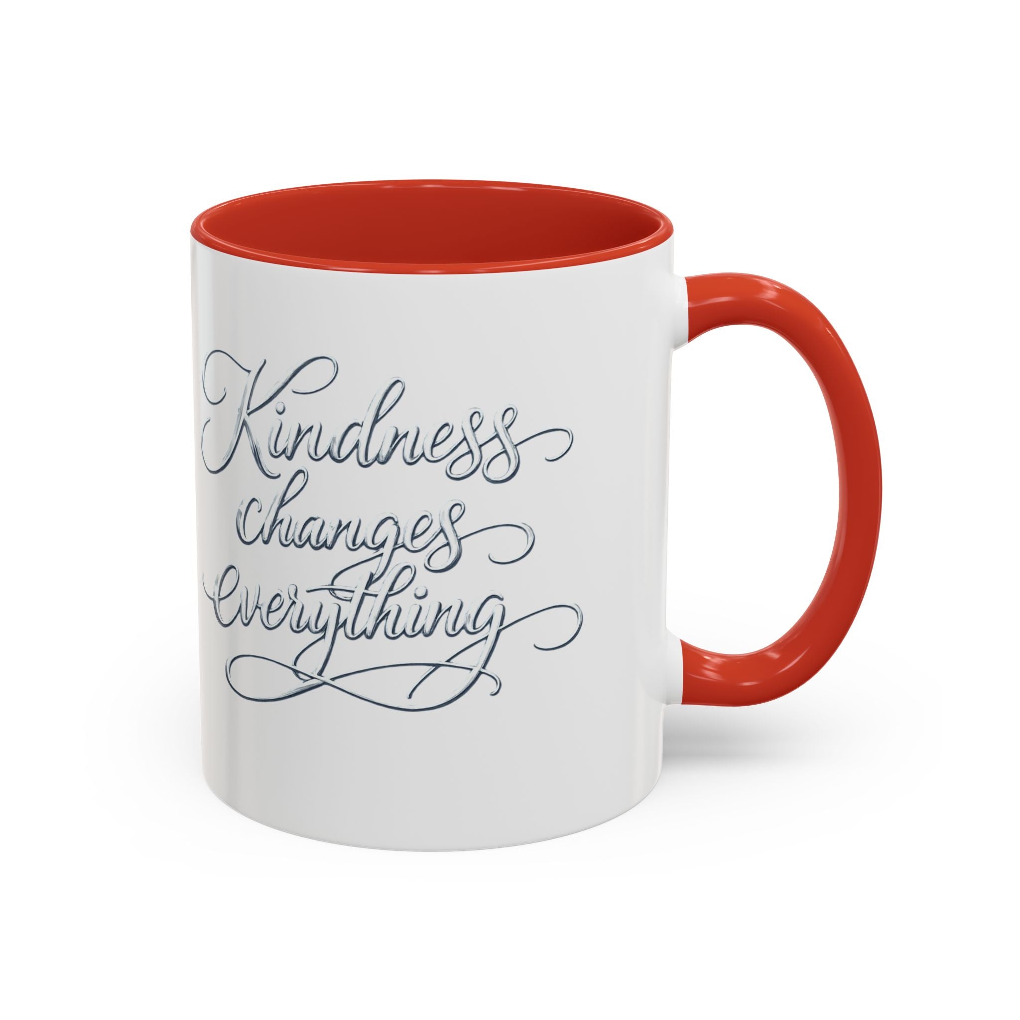 Silver-Kindness Changes Everything Accent Coffee Mug | Inspirational Ceramic Mug | Faith Freedom Creations