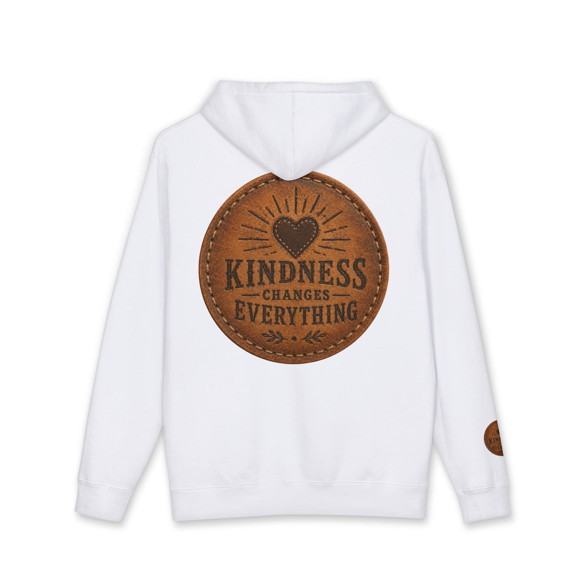 Kindness Changes Everything Heavyweight Hoodie | Vintage Patch Christian Hoodie | Inspirational Fleece Sweatshirt
