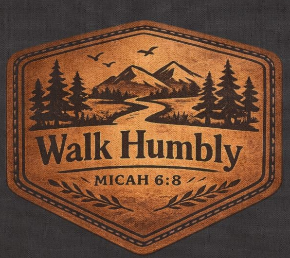 Walk Humbly Tote Bag | Micah 6:8 Christian Canvas Tote | Rustic Mountain Faith Tote