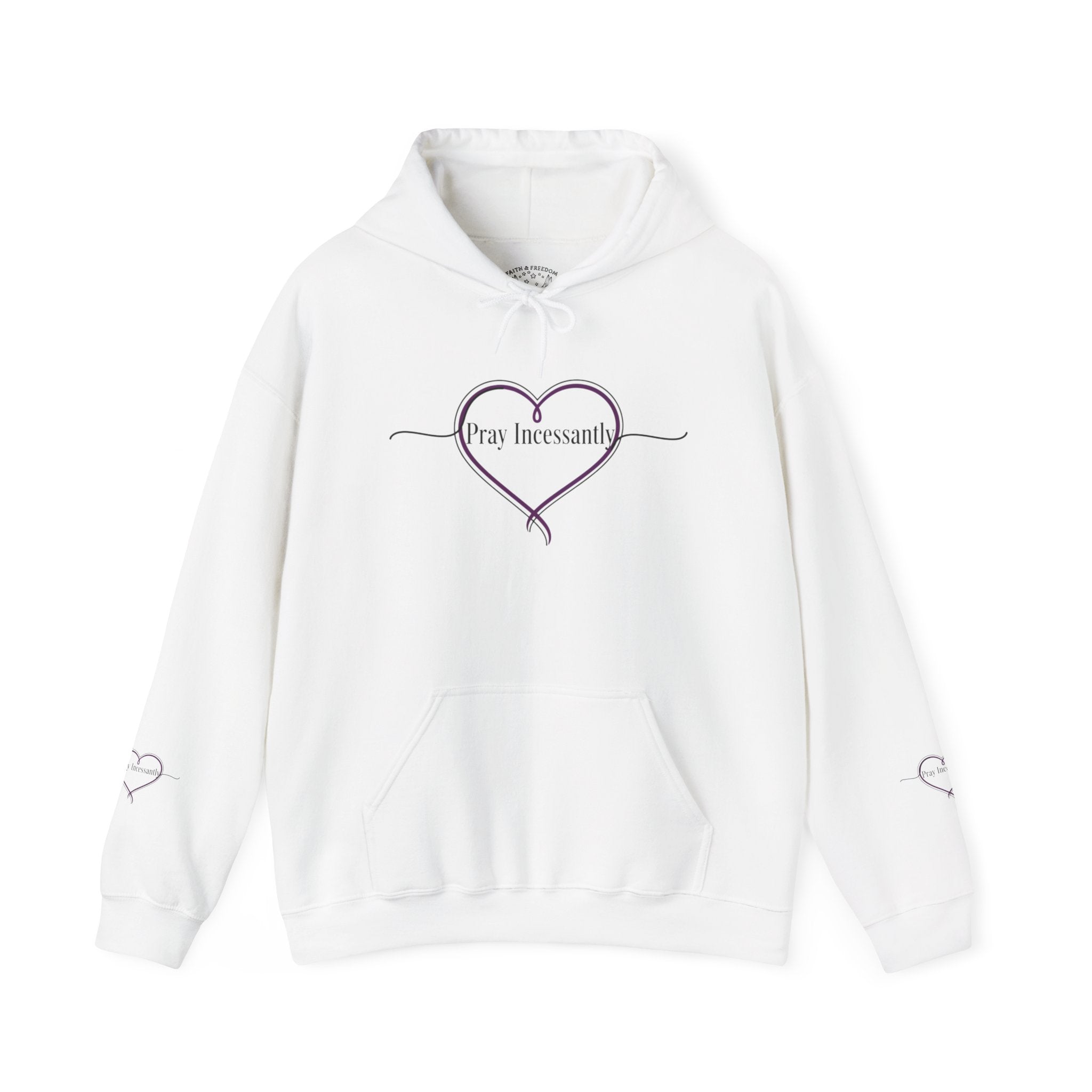'Pray Incessantly' Heart Script Hoodie — Faith-Inspired Pullover