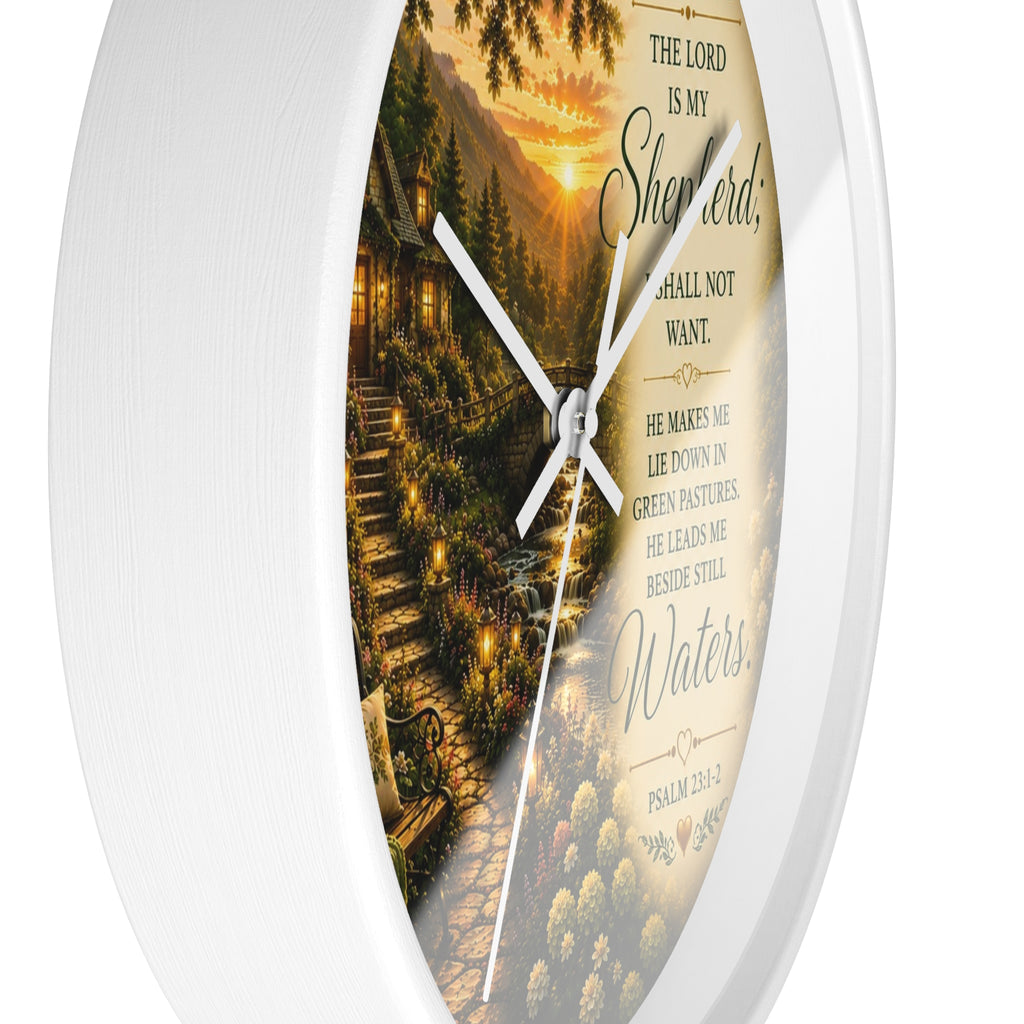 Psalm 23 Wall Clock | The Lord Is My Shepherd Christian Clock | Inspirational Faith Decor