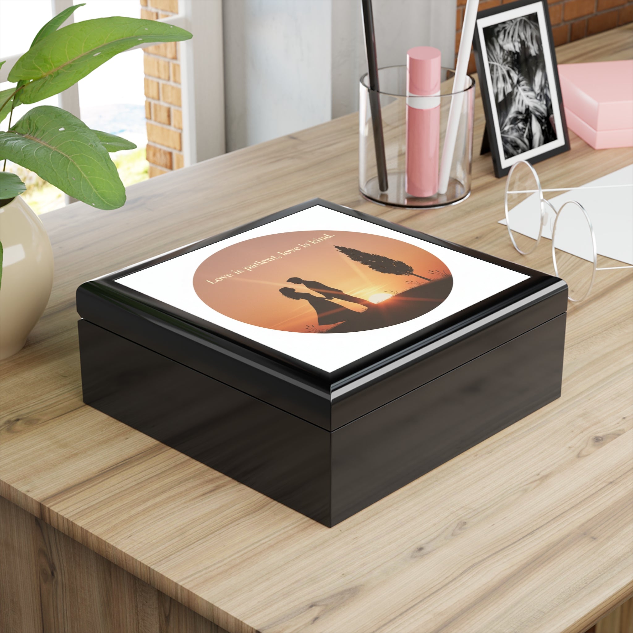 Love Is Patient, Love Is Kind - Romantic Sunset Jewelry Box