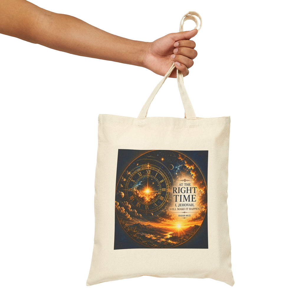 Isaiah 60:22 Tote Bag | At the Right Time Canvas Tote | Inspirational Scripture Carryall