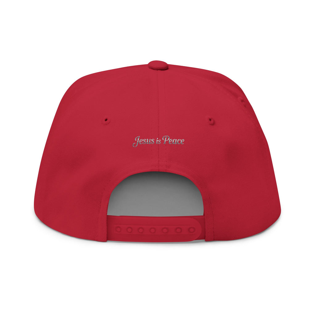 Embroidered "Jesus is Peace" Flat Bill Cap — Christian Snapback Hat
