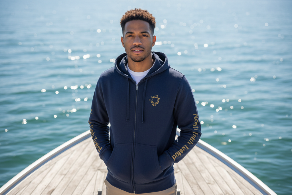 Noah’s Ark – Zip-Up Hoodie | “Ark Cruise Line” Vintage Graphic – Five-Star Faith Series