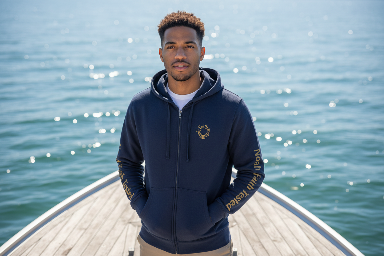 Noah’s Ark – Zip-Up Hoodie | “Ark Cruise Line” Vintage Graphic – Five-Star Faith Series