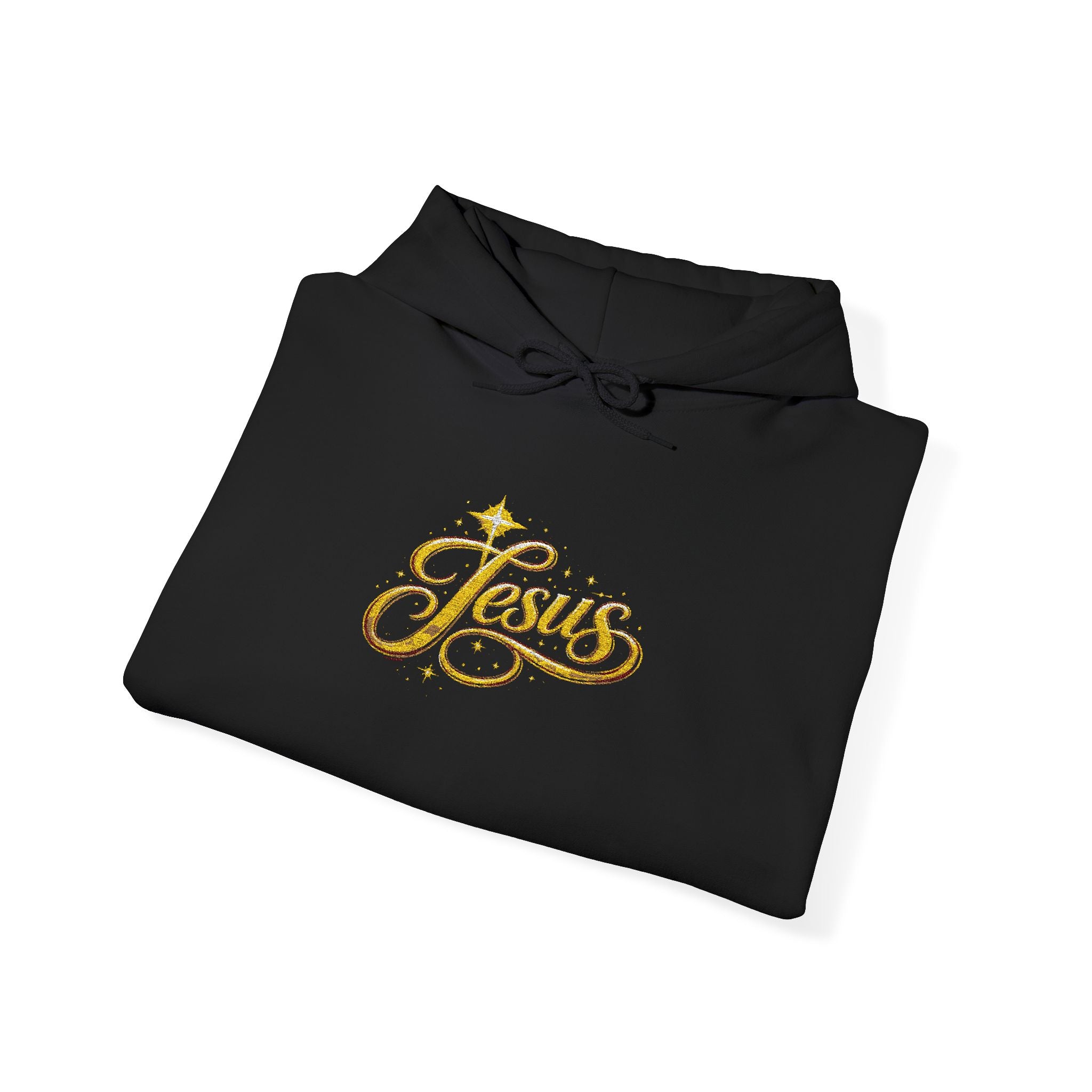Jesus Gold Script Hoodie – Sparkle Christian Faith Pullover | Inspirational Hoodie