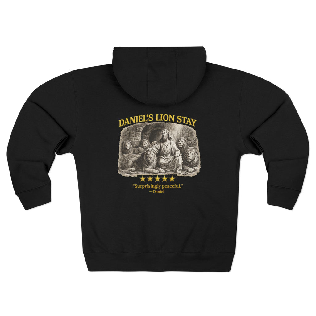 Daniel – Zip-Up Hoodie | “Lion Den Review” Graphic – Five-Star Faith Series