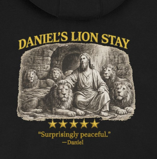 Daniel – Zip-Up Hoodie | “Lion Den Review” Graphic – Five-Star Faith Series
