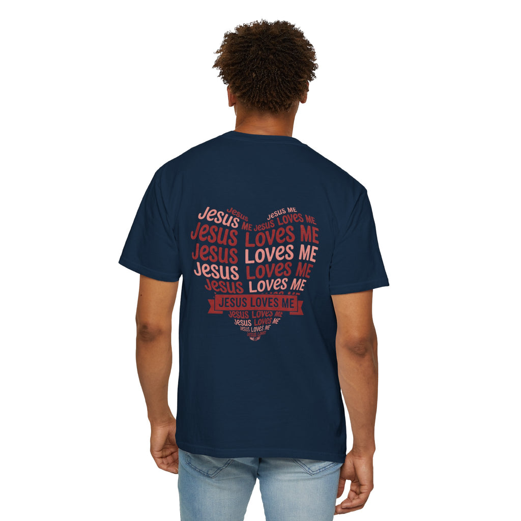 Jesus Loves Me Heart Garment-Dyed T-Shirt – Christian Faith Tee | Vintage Style Inspirational Shirt