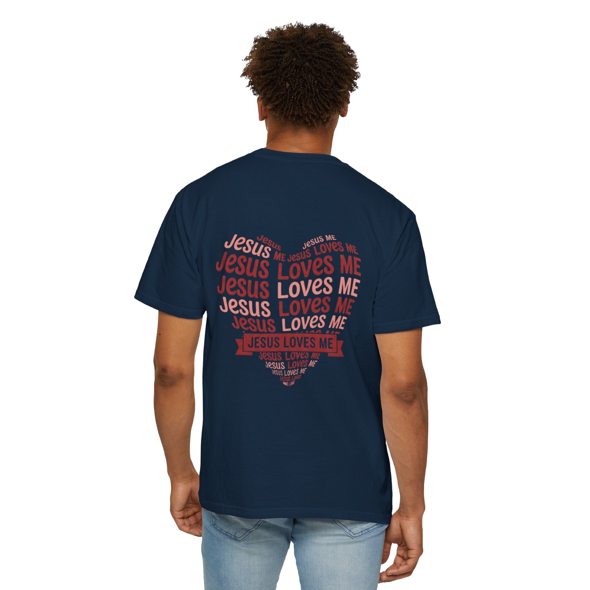 Jesus Loves Me Heart Garment-Dyed T-Shirt – Christian Faith Tee | Vintage Style Inspirational Shirt