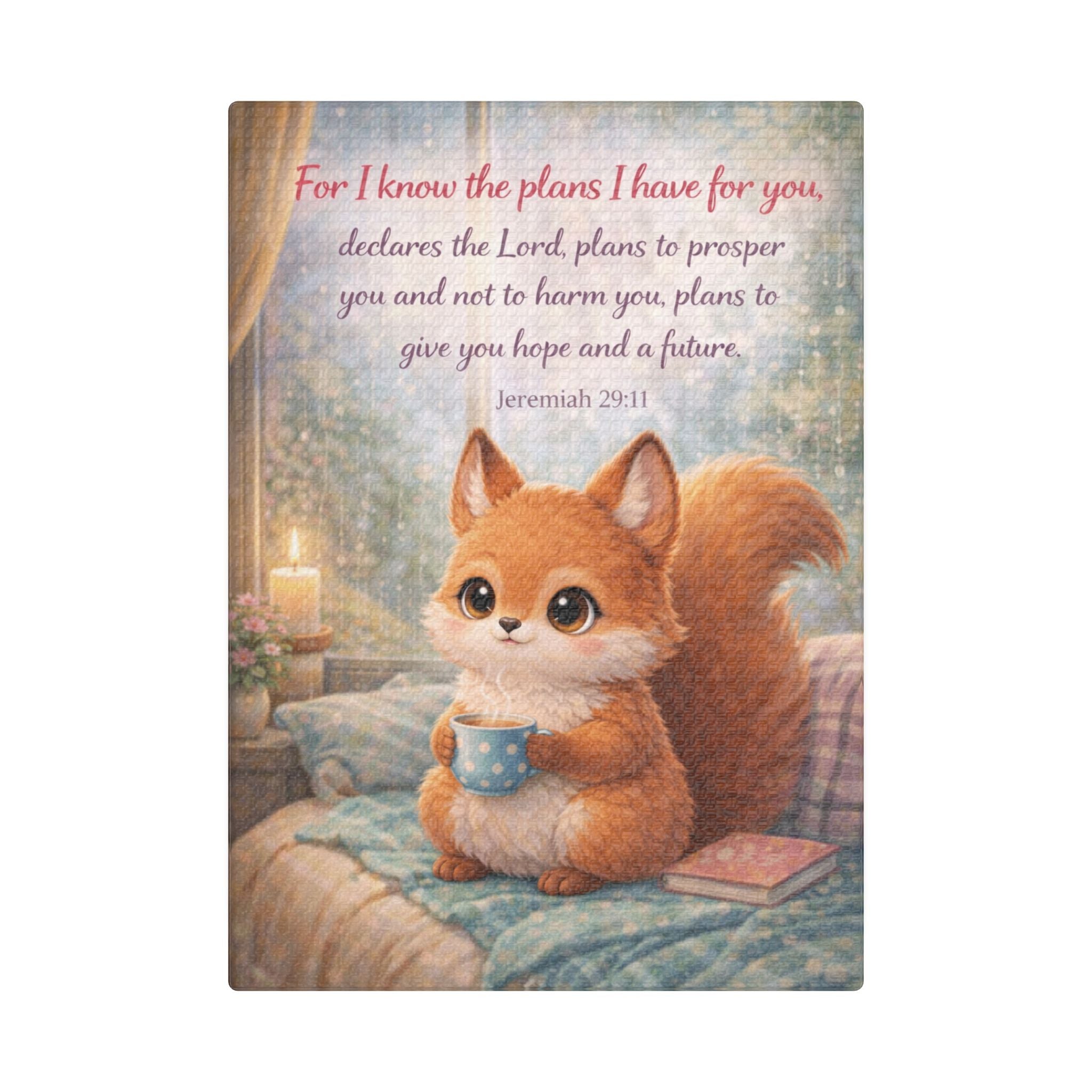 Scripture Woodland Animals – Fox – Jeremiah 29:11 Canvas Print