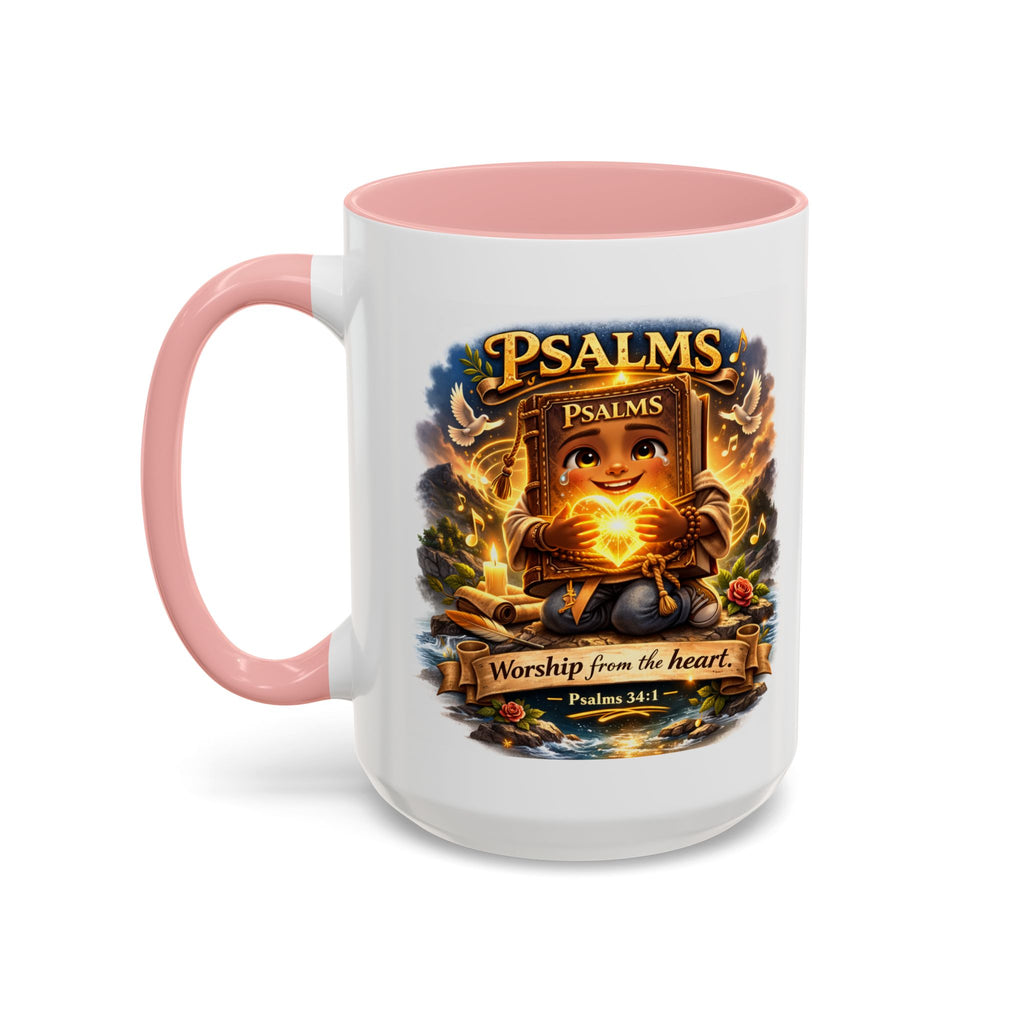 Psalms 34:1 Coffee Mug | Worship From the Heart Mug | Inspirational Christian Accent Mug