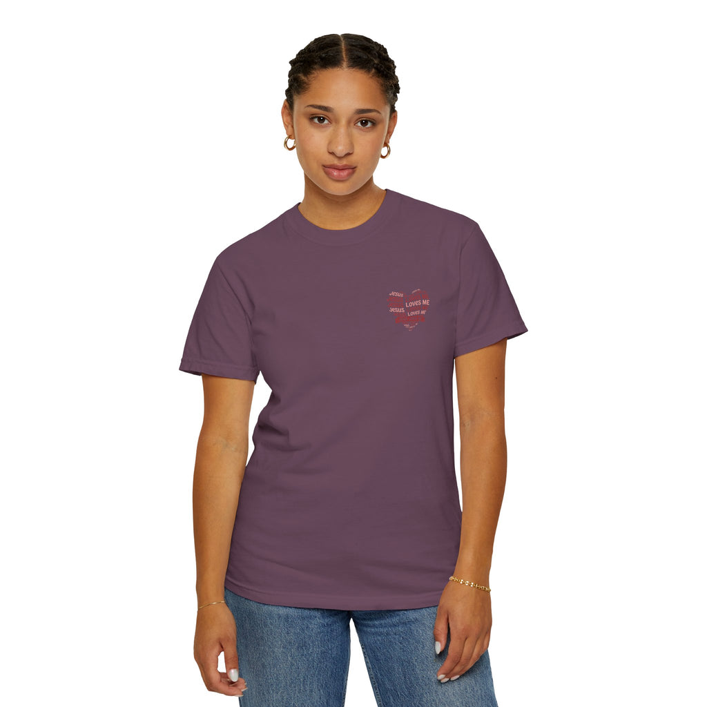 Jesus Loves Me Heart Garment-Dyed T-Shirt – Christian Faith Tee | Vintage Style Inspirational Shirt