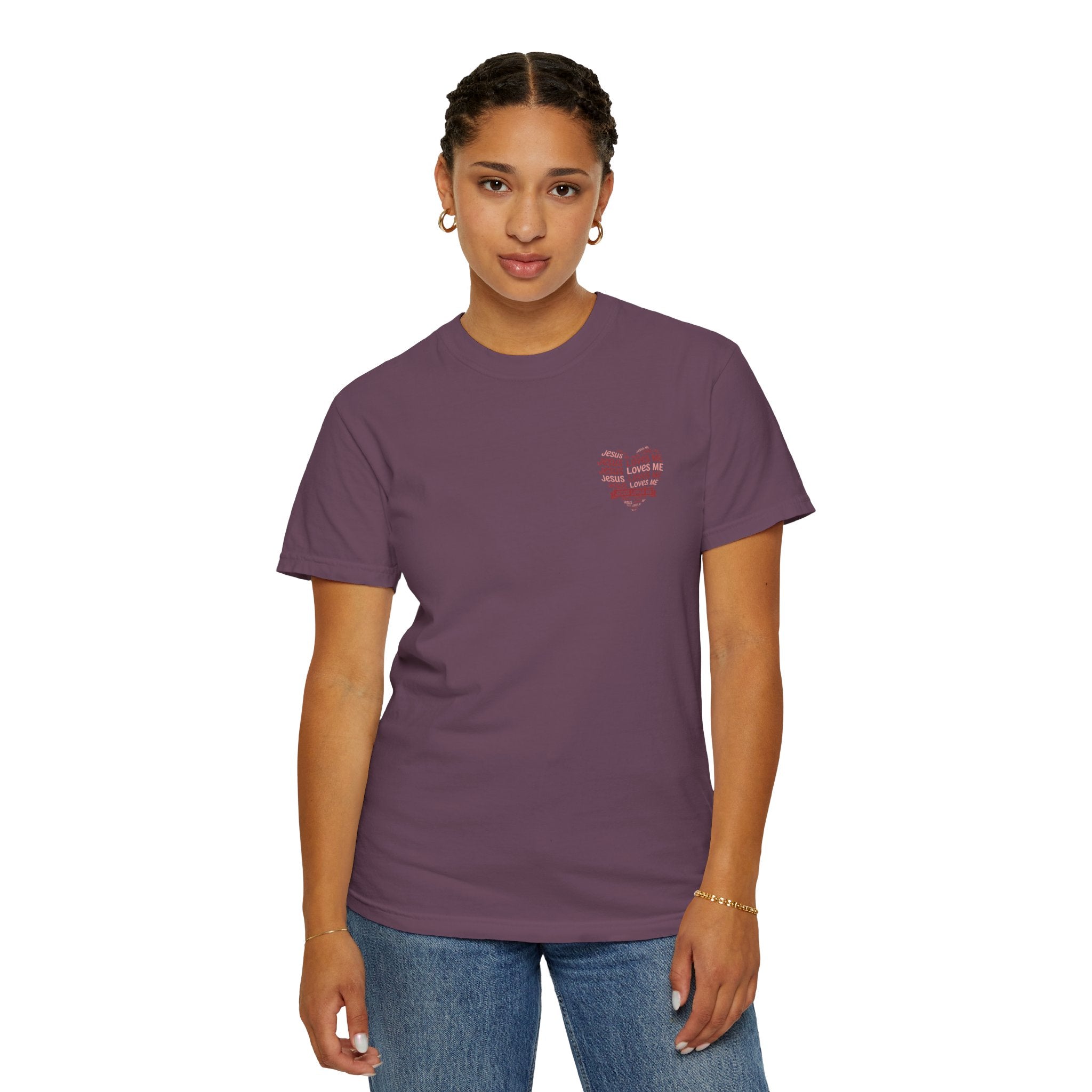 Jesus Loves Me Heart Garment-Dyed T-Shirt – Christian Faith Tee | Vintage Style Inspirational Shirt