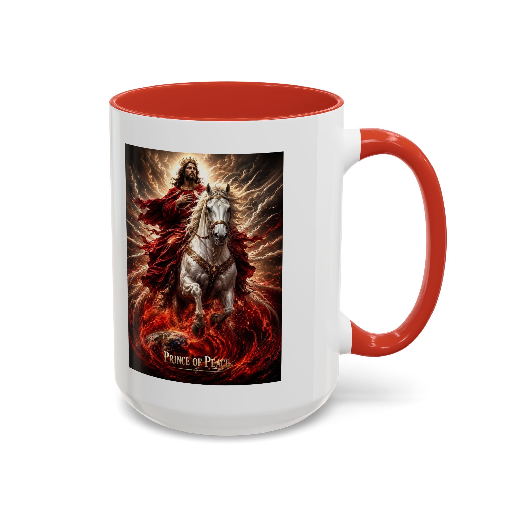 Prince of Peace Coffee Mug | Christian Jesus Rider Accent Mug | Inspirational Faith Gift