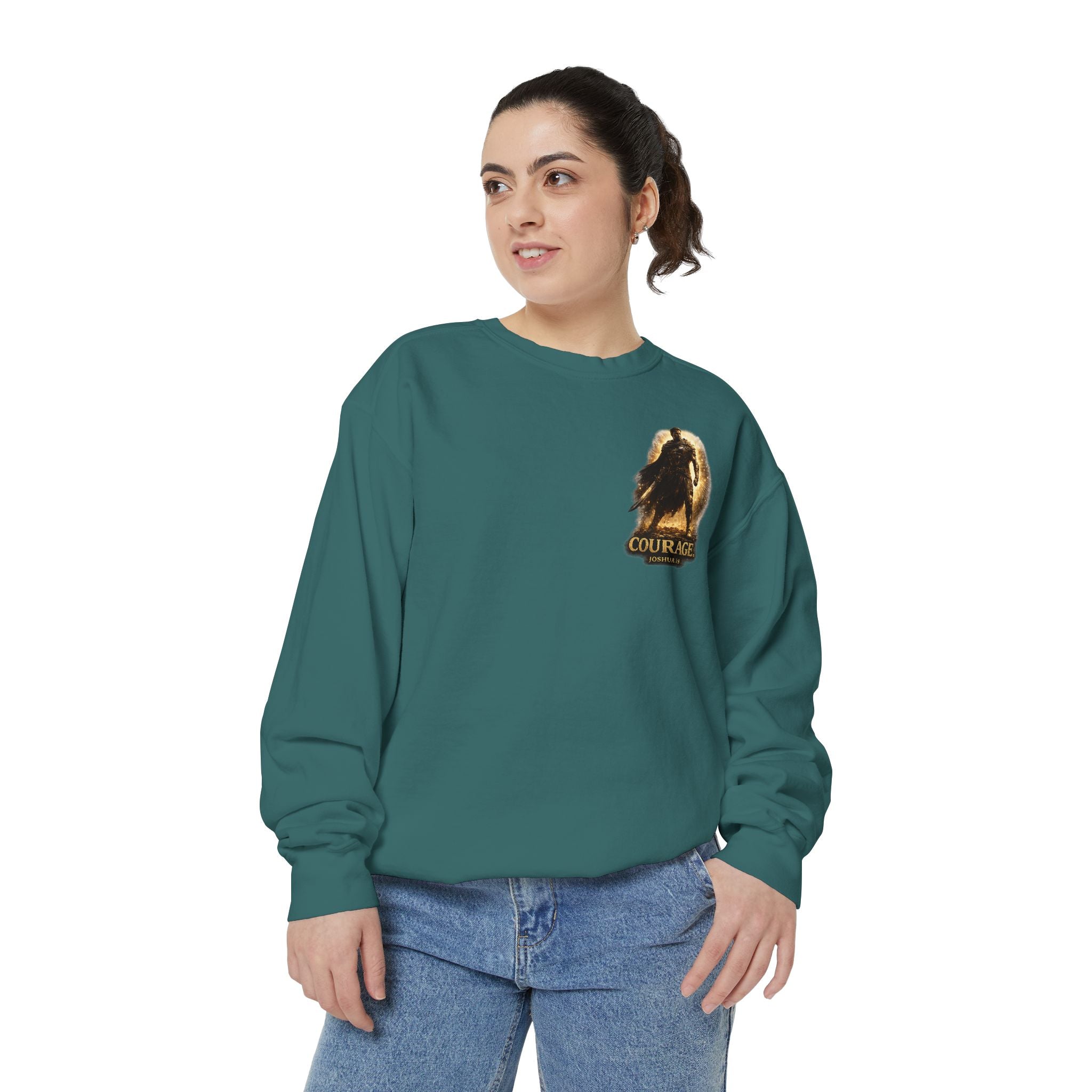 Joshua Courage Sweatshirt | Be Strong and Courageous Christian Crewneck | Inspirational Faith Apparel