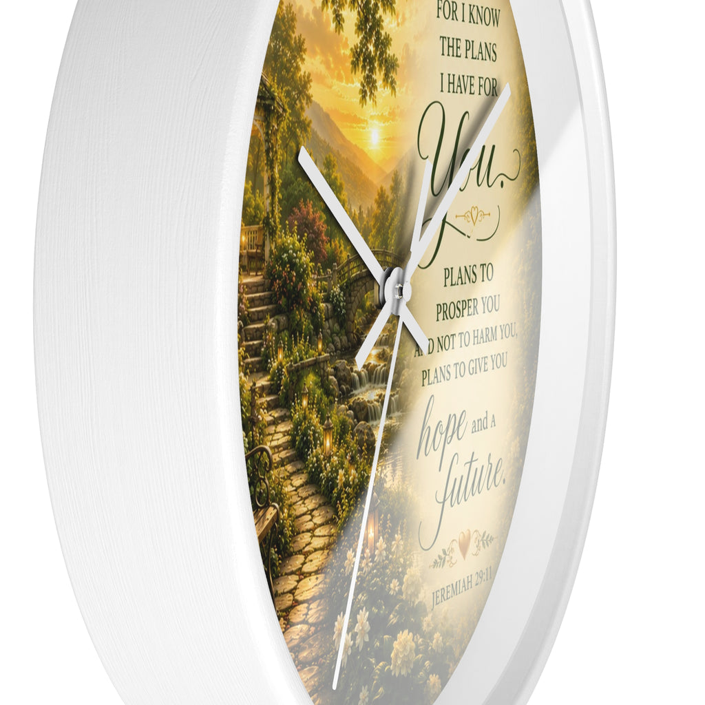 Jeremiah 29:11 Wall Clock | Hope and Future Christian Scripture Clock | Inspirational Garden Decor