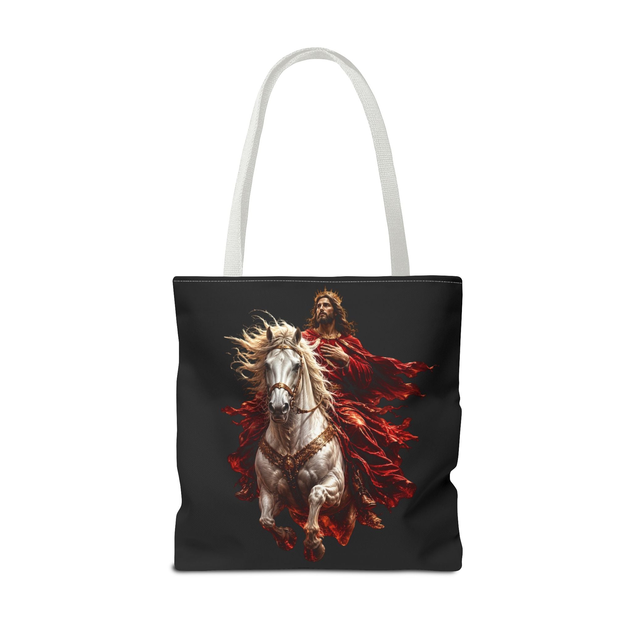 Prince of Peace Tote Bag | Jesus Riding White Horse Christian Tote | Inspirational Faith Carryall
