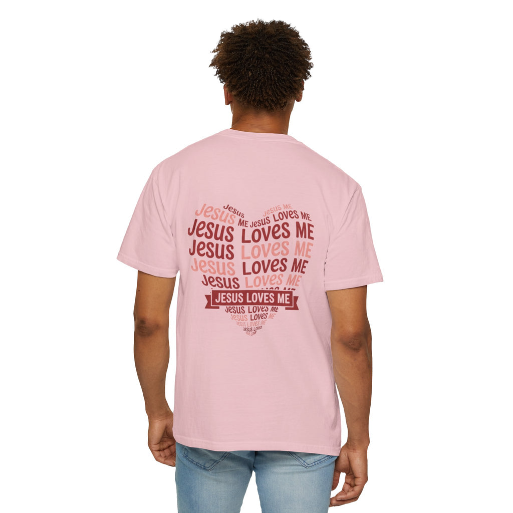 Jesus Loves Me Heart Garment-Dyed T-Shirt – Christian Faith Tee | Vintage Style Inspirational Shirt