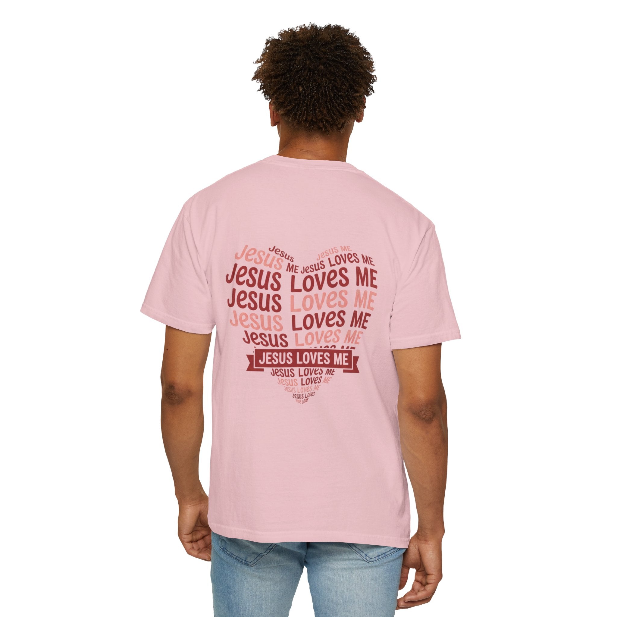 Jesus Loves Me Heart Garment-Dyed T-Shirt – Christian Faith Tee | Vintage Style Inspirational Shirt