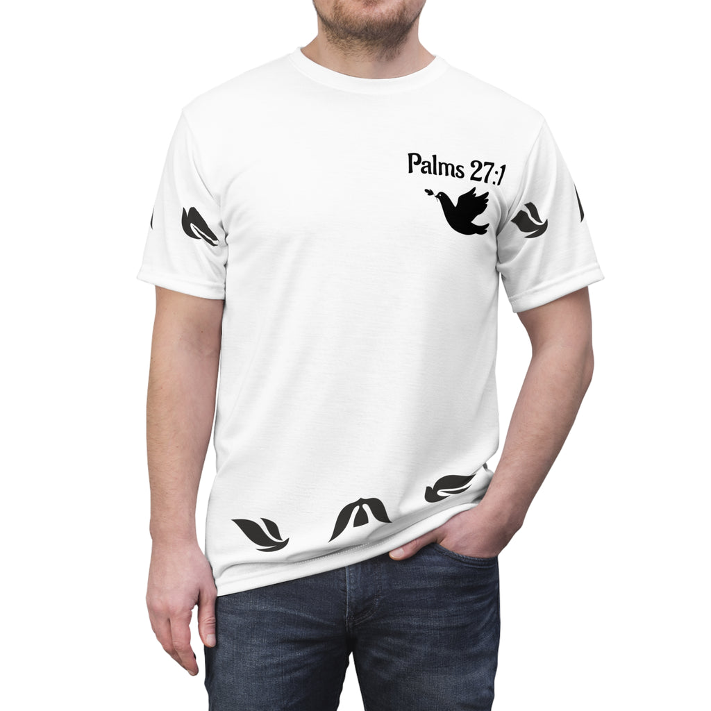 Psalm 27:1 Dove Graphic T-Shirt – “The Lord is My Light & Salvation” Christian Bible Verse Tee
