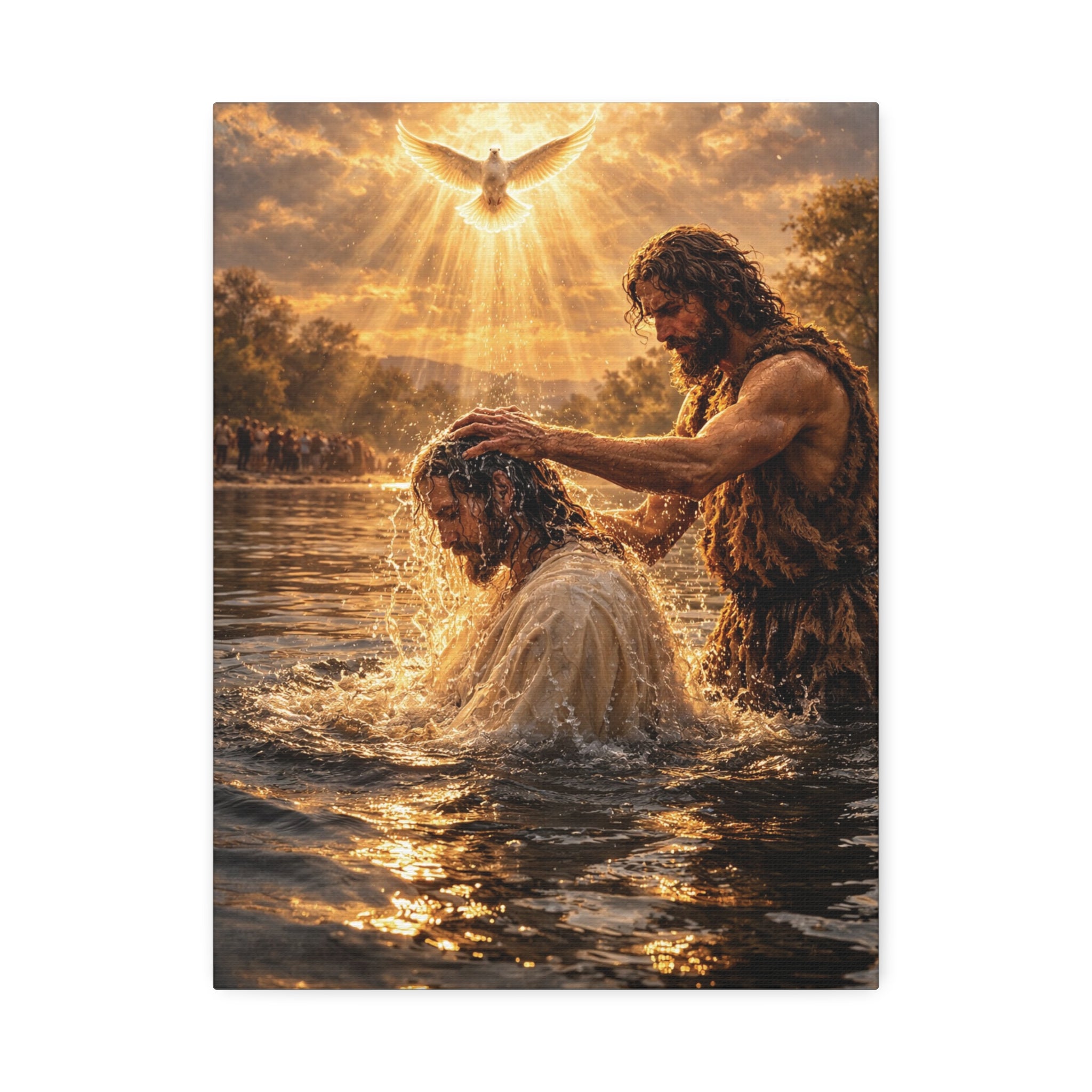 Baptism of Jesus - Stretched Canvas Print with Holy Spirit Dove