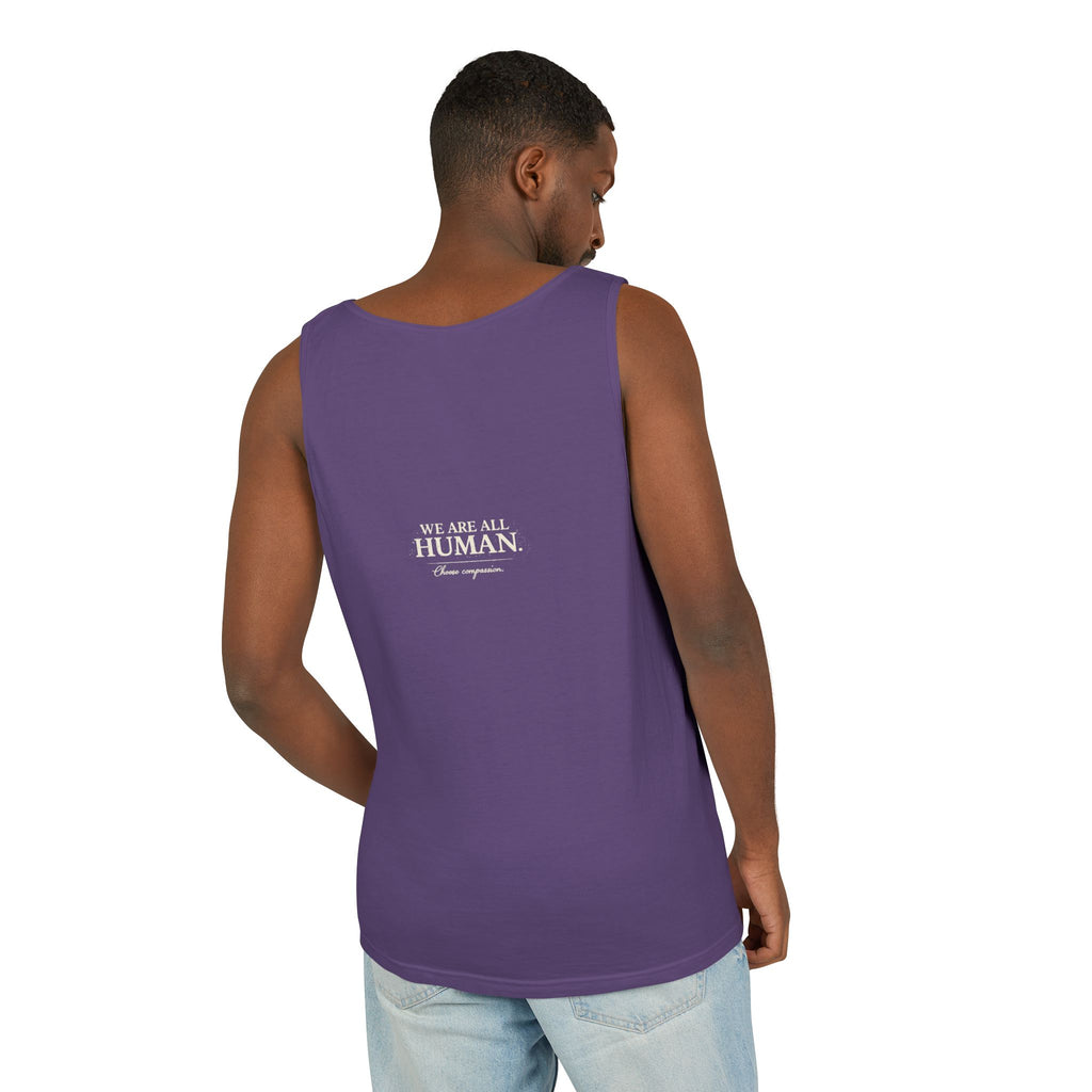 “Every Heart Beats the Same” Vintage Surf Tank Top – Garment-Dyed Coastal Unity Tank