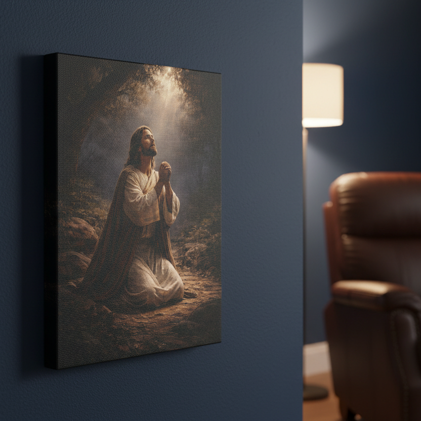 Prayer of Christ Canvas — Jesus in Prayer Wall Art | Christian Faith Decor
