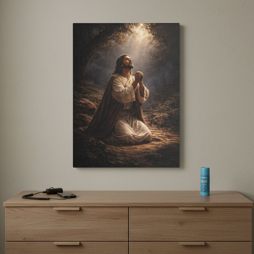 Prayer of Christ Canvas — Jesus in Prayer Wall Art | Christian Faith Decor