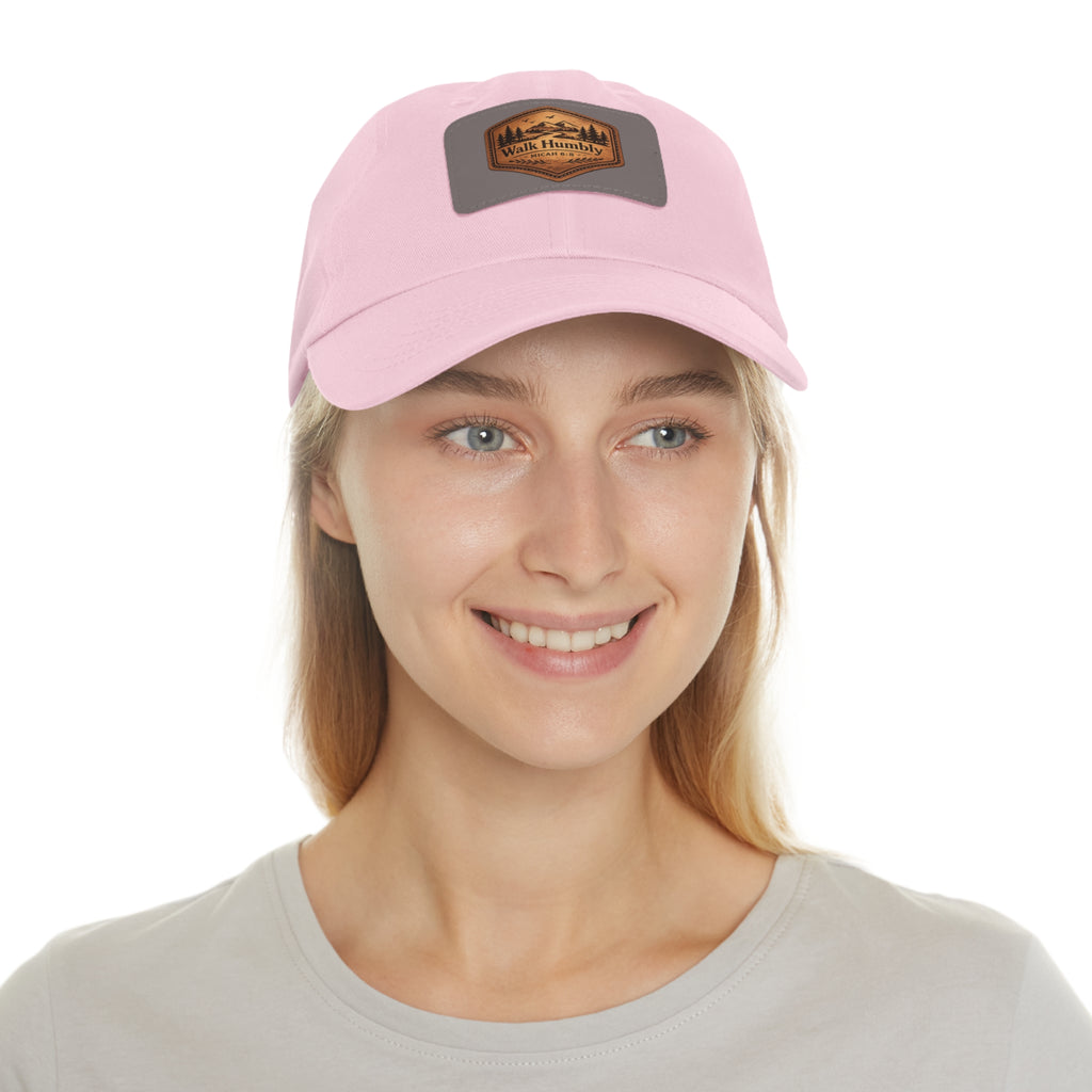 Walk Humbly Leather Patch Dad Hat | Micah 6:8 Christian Outdoor Cap | Faith Freedom Creations