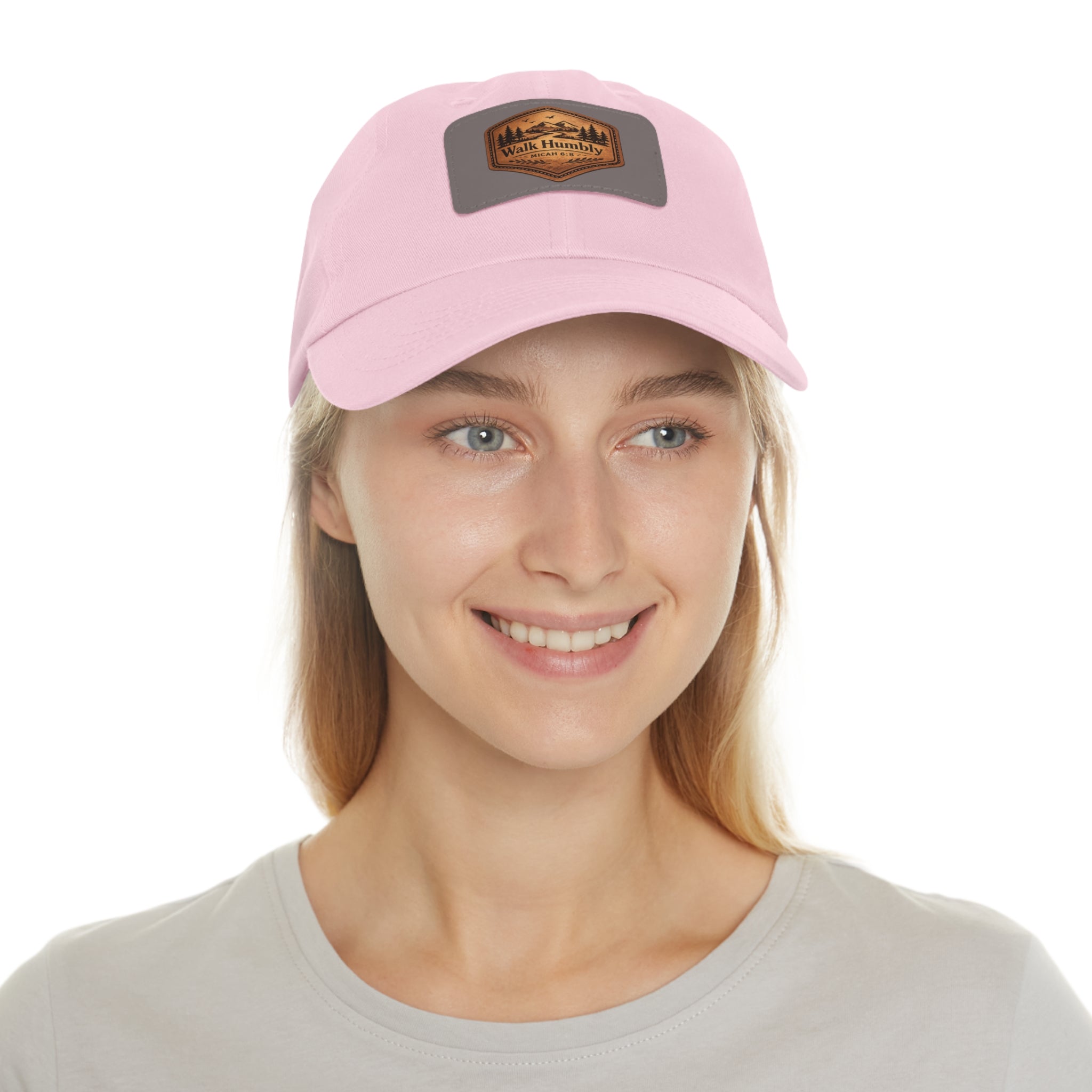 Walk Humbly Leather Patch Dad Hat | Micah 6:8 Christian Outdoor Cap | Faith Freedom Creations
