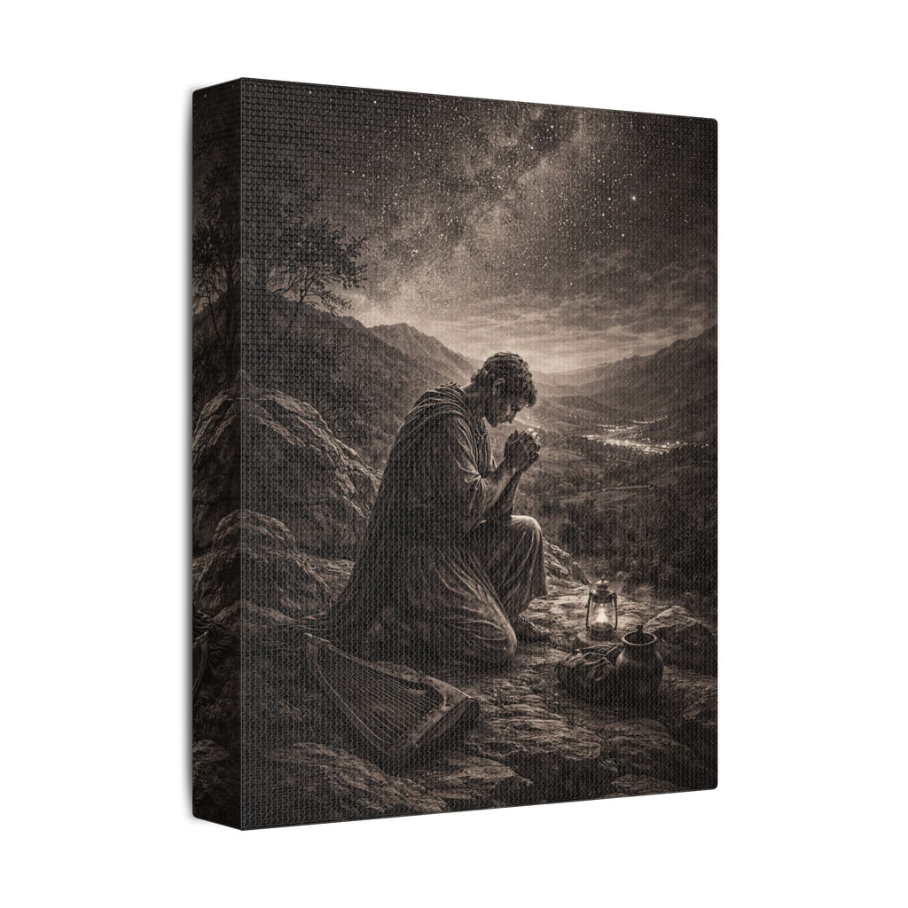 David Prays at Dusk Canvas — Biblical Wall Art | Christian Scripture Canvas