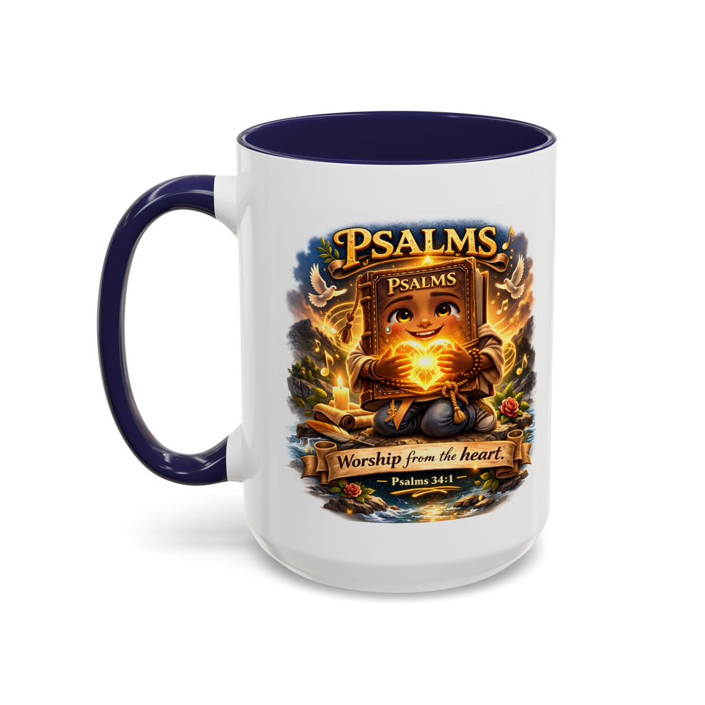 Psalms 34:1 Coffee Mug | Worship From the Heart Mug | Inspirational Christian Accent Mug