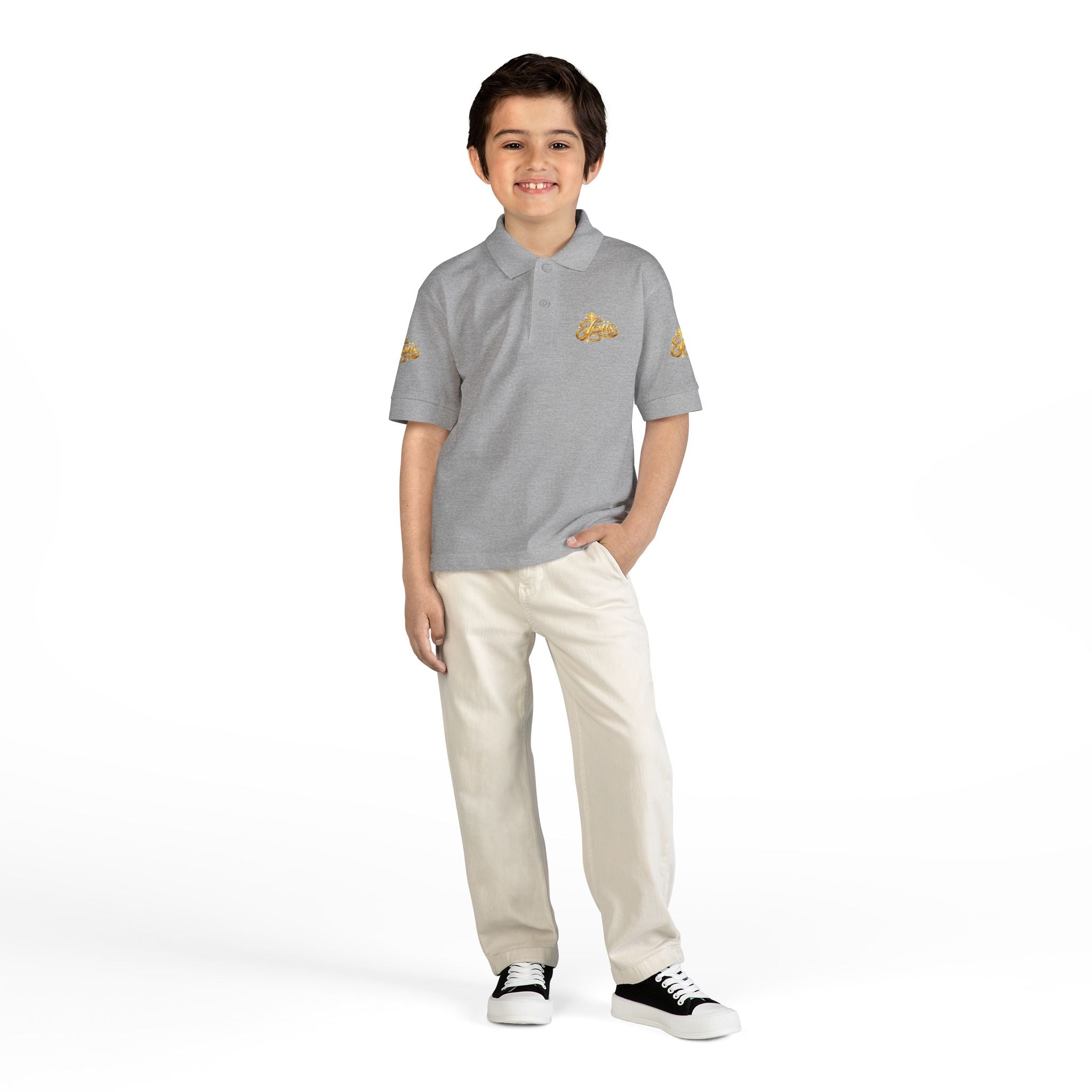 Kids Jesus Gold Nugget Polo – Youth Christian Faith Shirt | Church & Dress Casual Polo