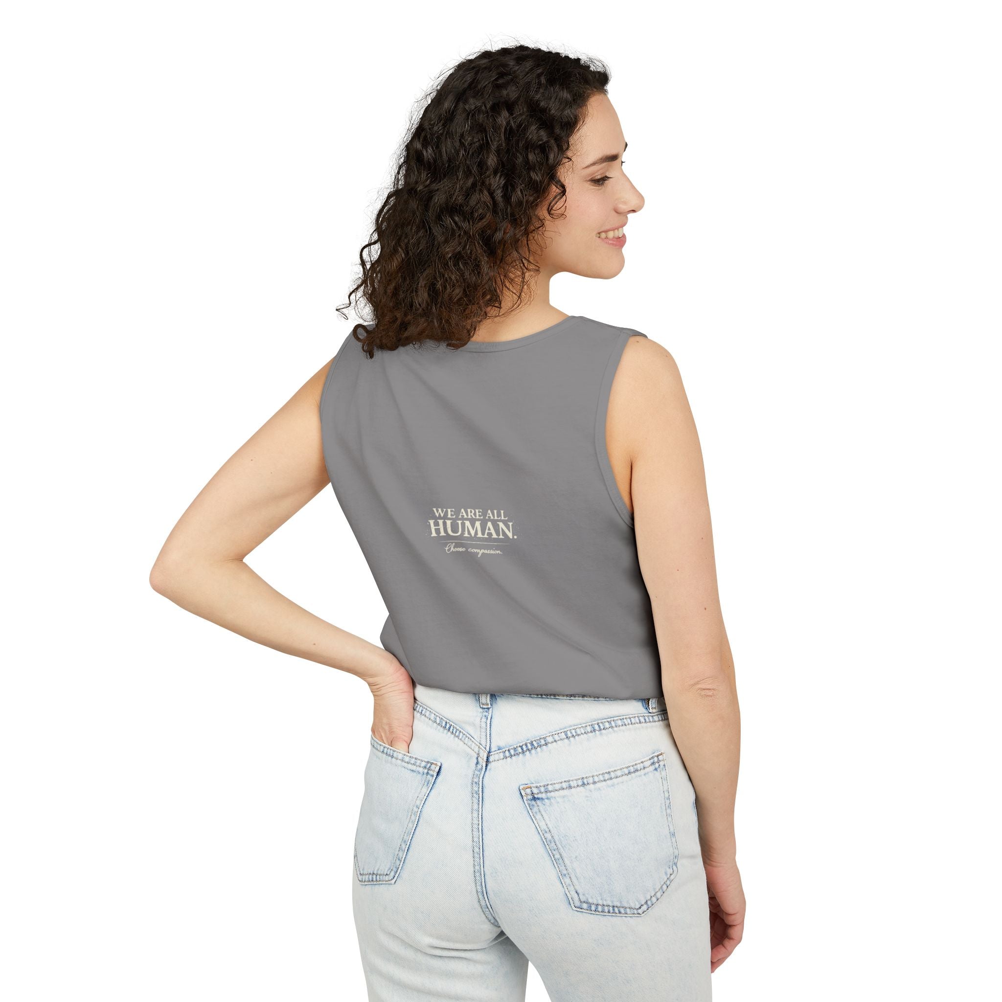 “Every Heart Beats the Same” Vintage Surf Tank Top – Garment-Dyed Coastal Unity Tank