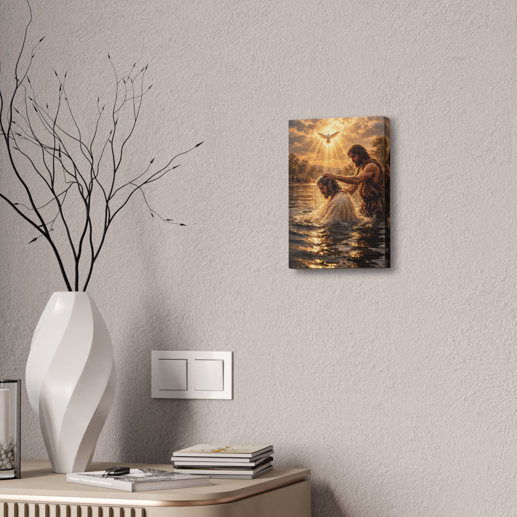 Baptism of Jesus - Stretched Canvas Print with Holy Spirit Dove