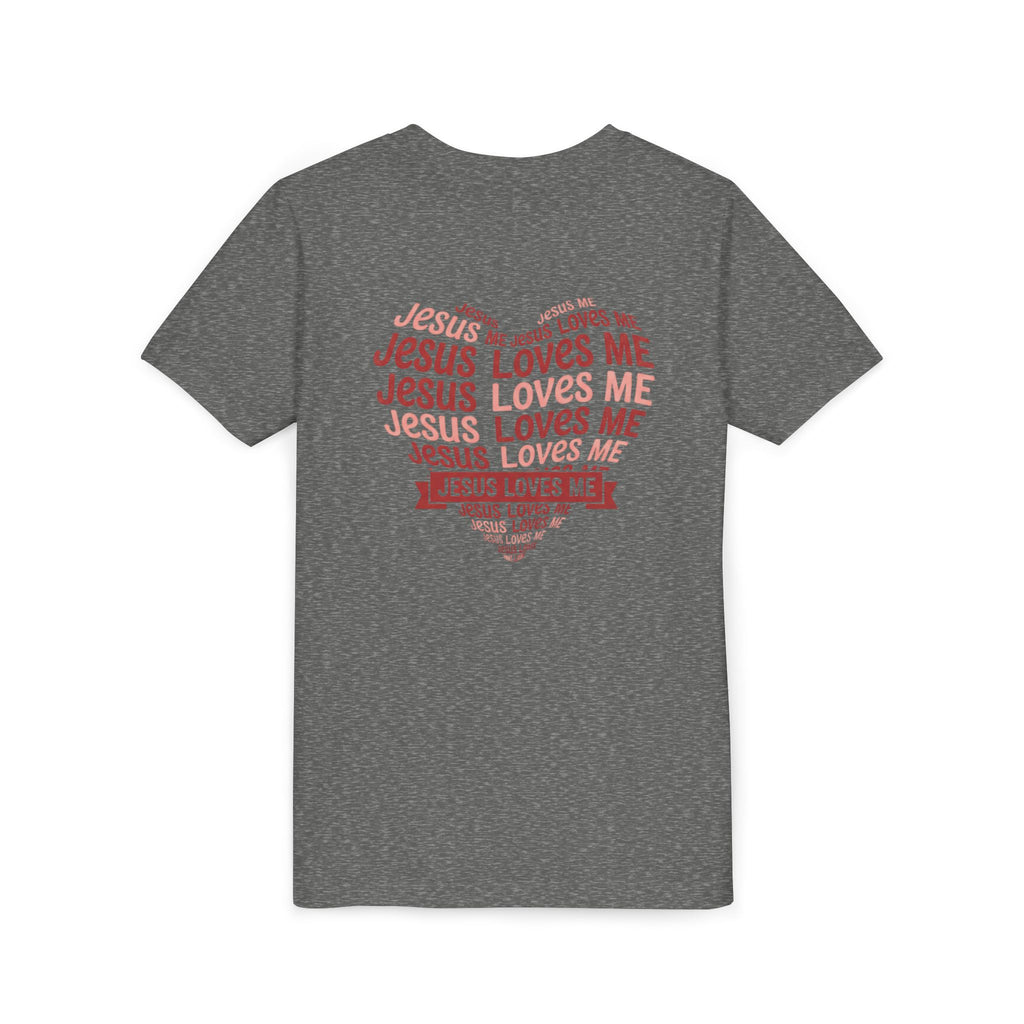 Jesus Loves Me Youth T-Shirt – Heart Word Cloud Christian Kids Tee | Faith Inspired Youth Shirt