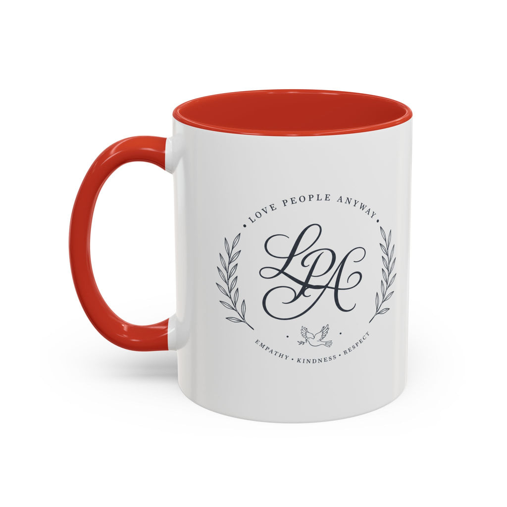 Love People Anyway Monogram Coffee Mug | Personalized Initial Crest Mug | Inspirational Gift