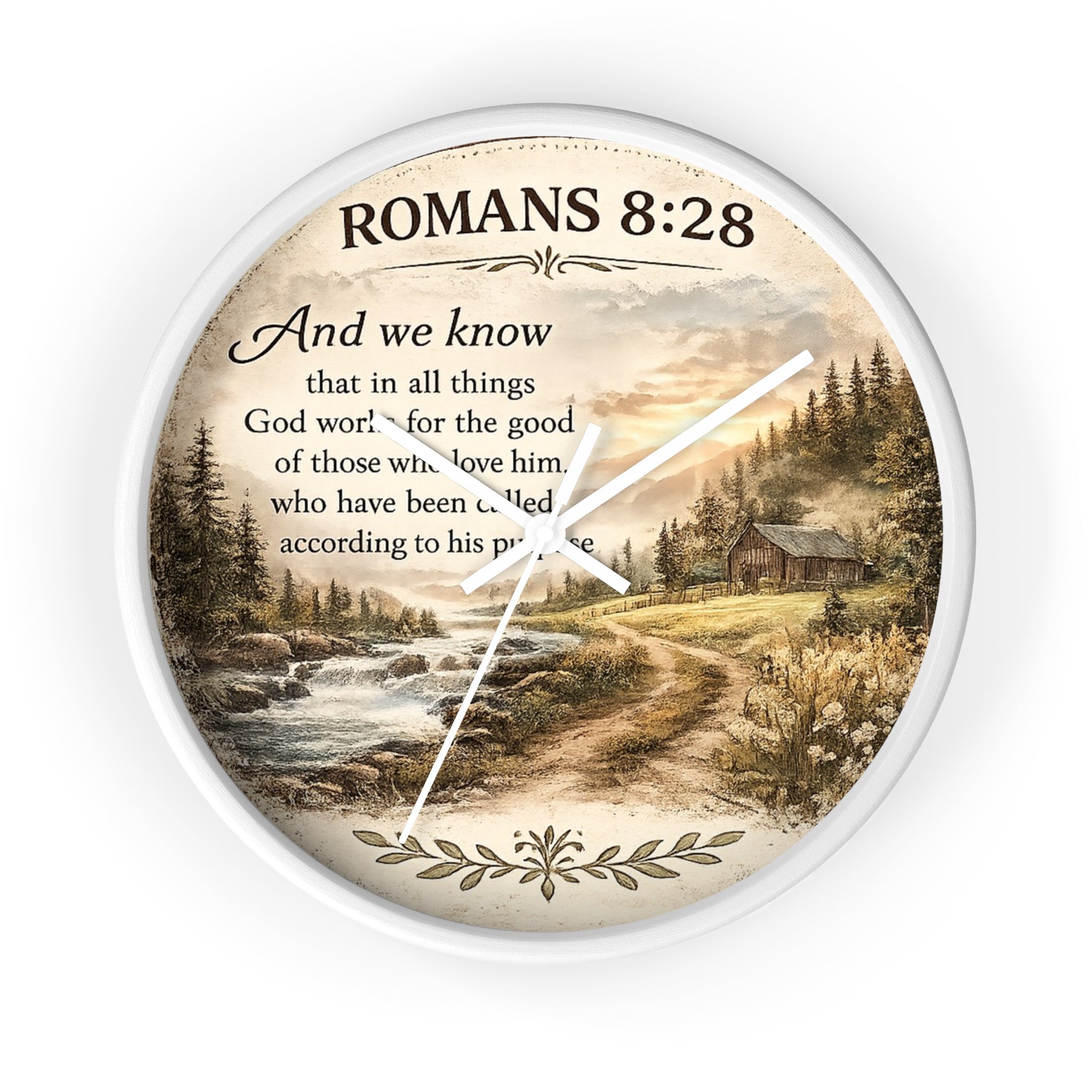 Romans 8:28 Wall Clock | Inspirational Christian Scripture Clock | Rustic Faith Home Decor