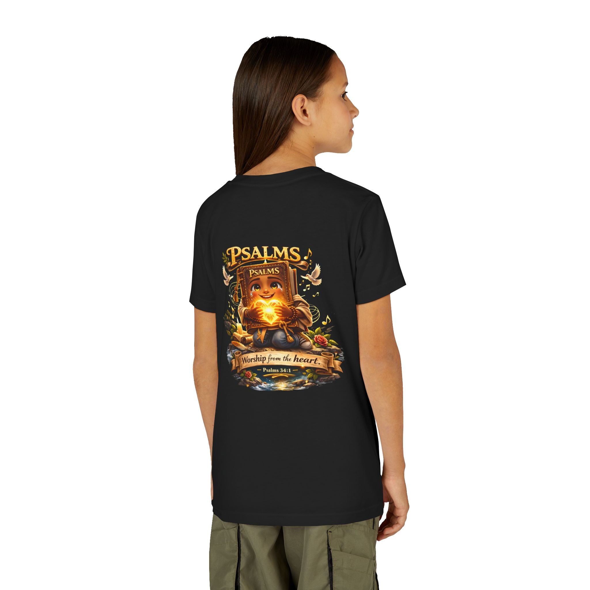 Praise Him Psalms 34:1 Youth T-Shirt | Christian Kids Faith Tee | Inspirational Youth Apparel