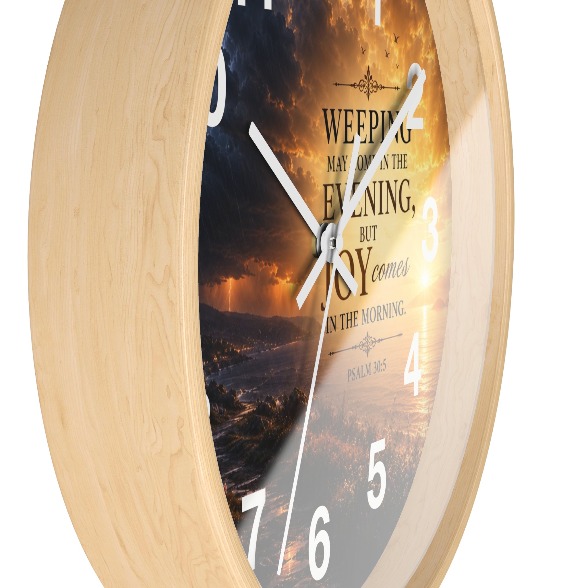 Psalm 30:5 Wall Clock | Joy Comes in the Morning Christian Clock | Inspirational Faith Decor