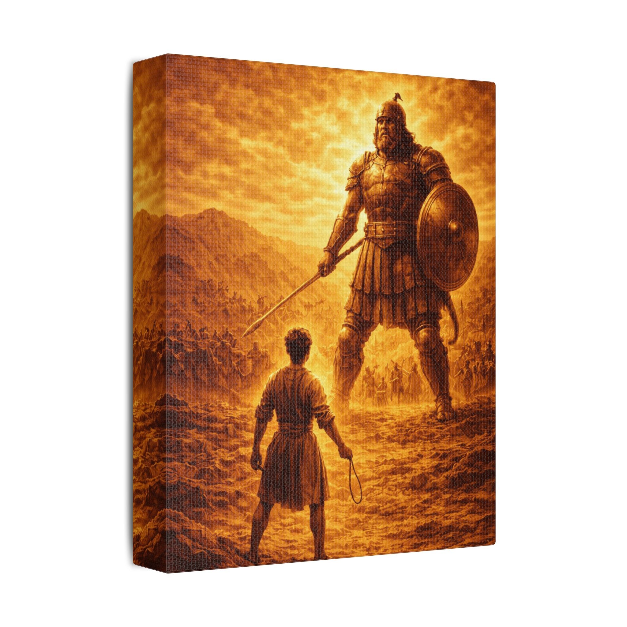 David and Goliath – Religious Biblical Wall Art Canvas Print
