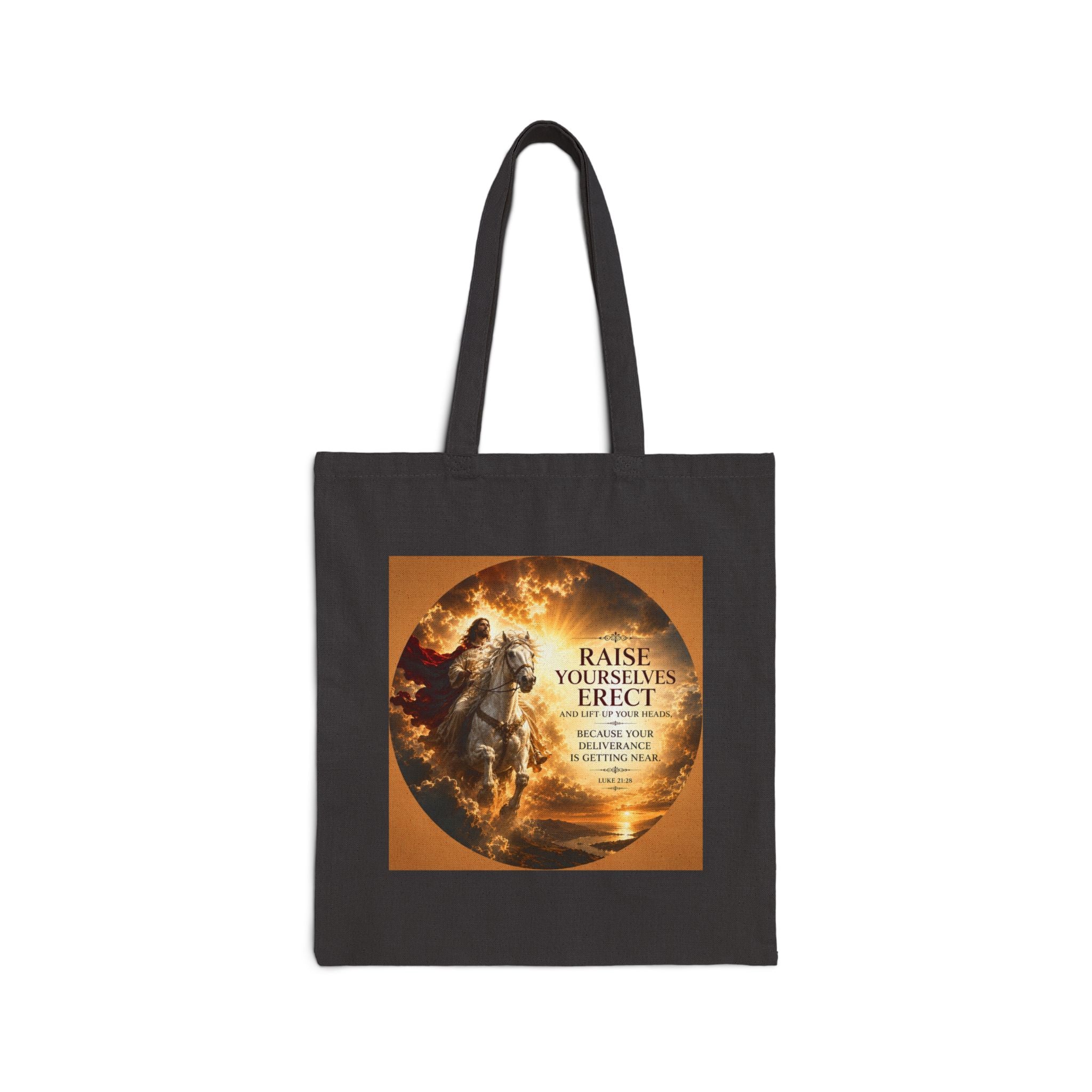 Raise Yourselves Erect Tote Bag | Luke 21:28 Christian Canvas Tote | Inspirational Scripture Shopper
